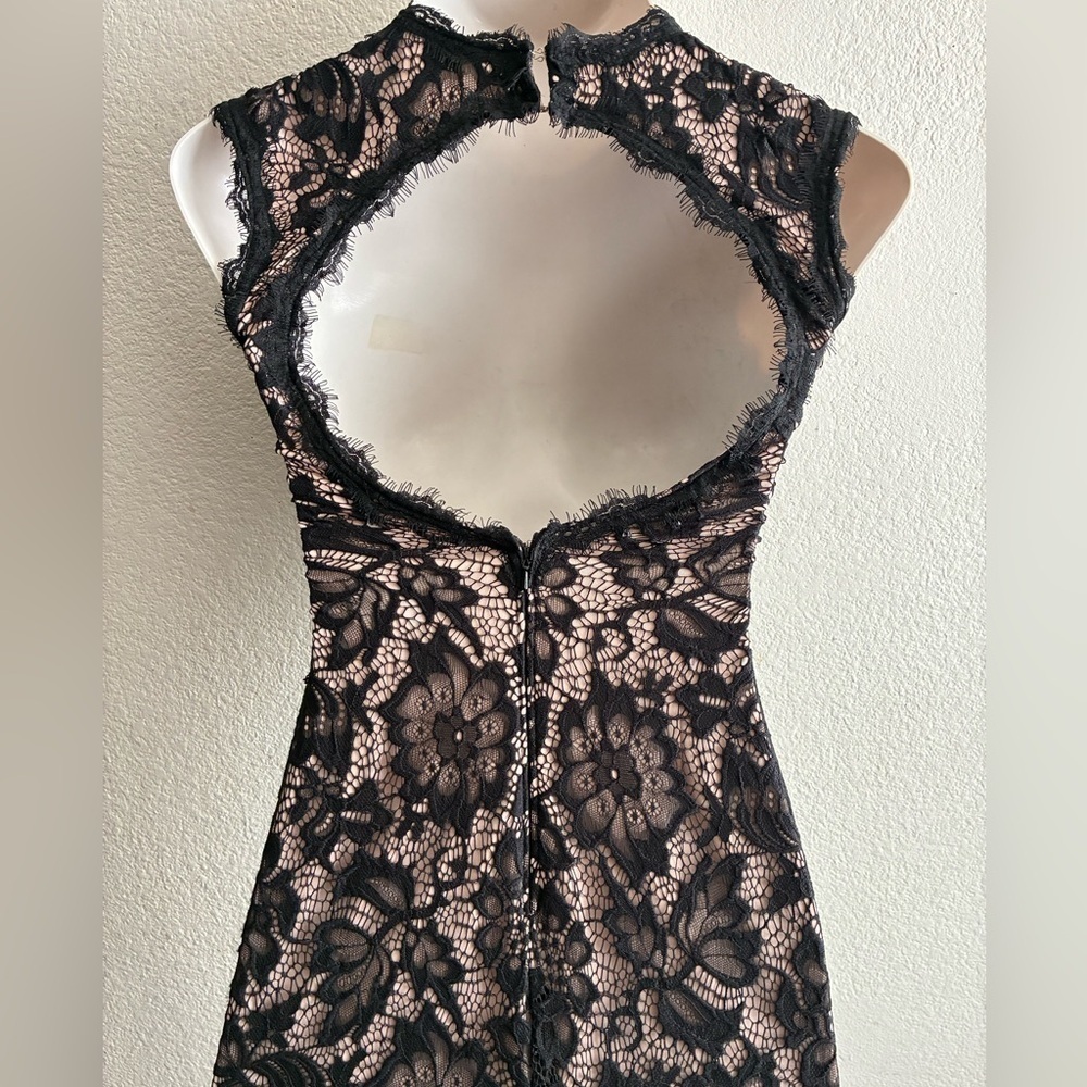 Betsy & Adam Black Lace & Nude Underlay Sleeveless
V-Neck Gown Dress 0 - Picture 6 of 16